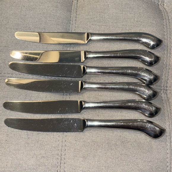 Dinner Knives Pistol Grip Handle Flatware Set Of 6 - Picture 1 of 6